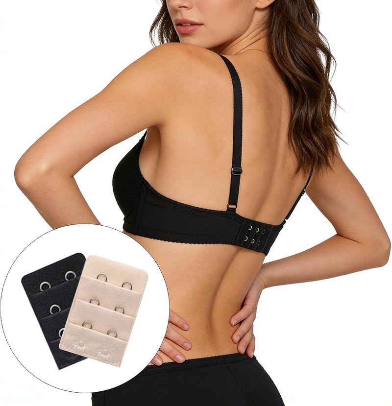 MaehSab 32 Pcs Bra Extenders, Women Ladies Soft Comfortable Stretchy Back Bra Band Extension 2 Hooks / 3 Hooks, Lingeries Bra Strap Extender (Black,Khaki) - Image 5